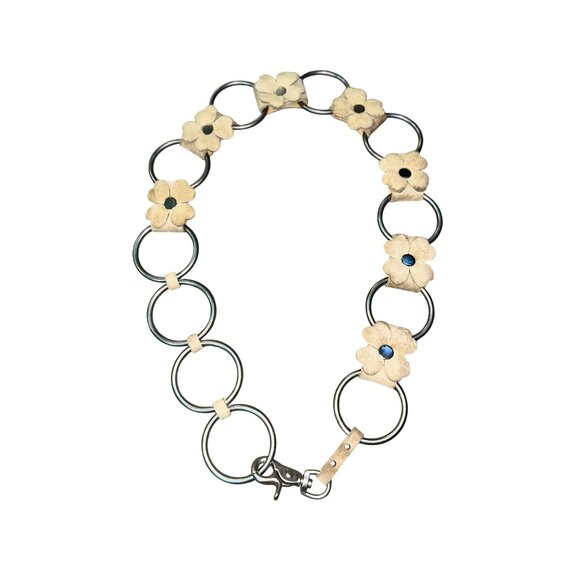 Retro Hippie Floral Suede Chain Belt Boho Festival Western Used Womens   38” - Picture 15 of 16